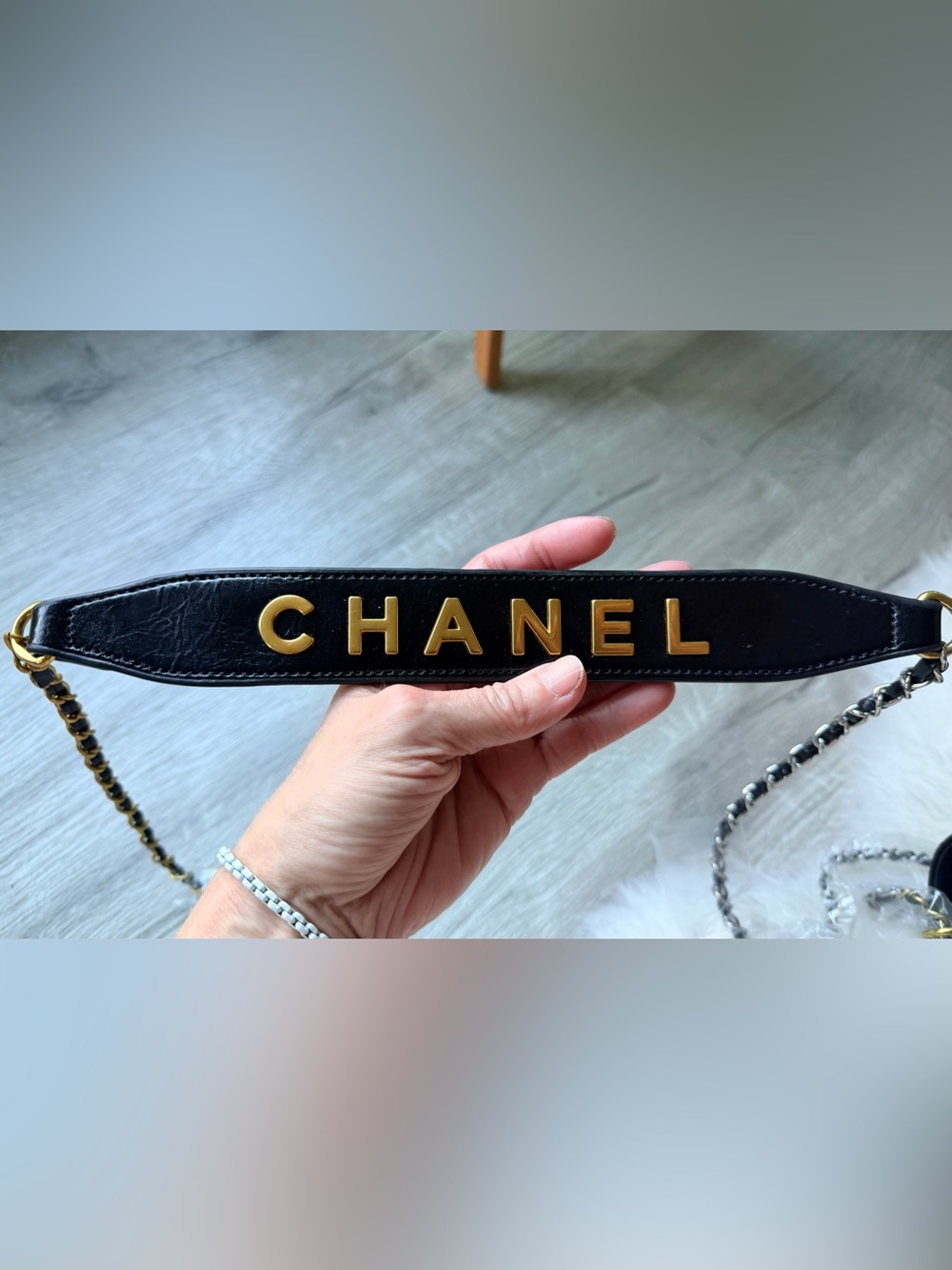 Chanel Makeup Black Aged PU Leather Crossbody Bag w Tweed Coin Purse - Picture 11 of 16